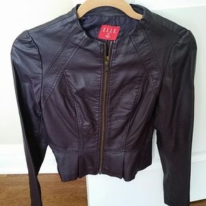 ELLE brand plum faux leather crop jacket XS